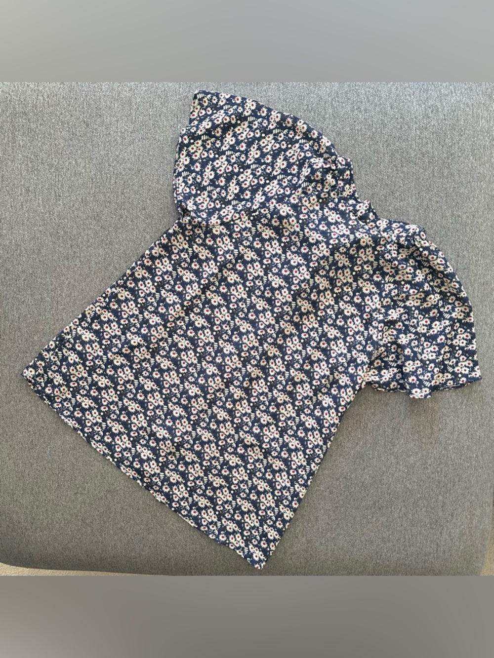 Modcloth Floral Sheer Short Sleeve Tie Neck Button Down Blouse Top Large - Picture 4 of 5